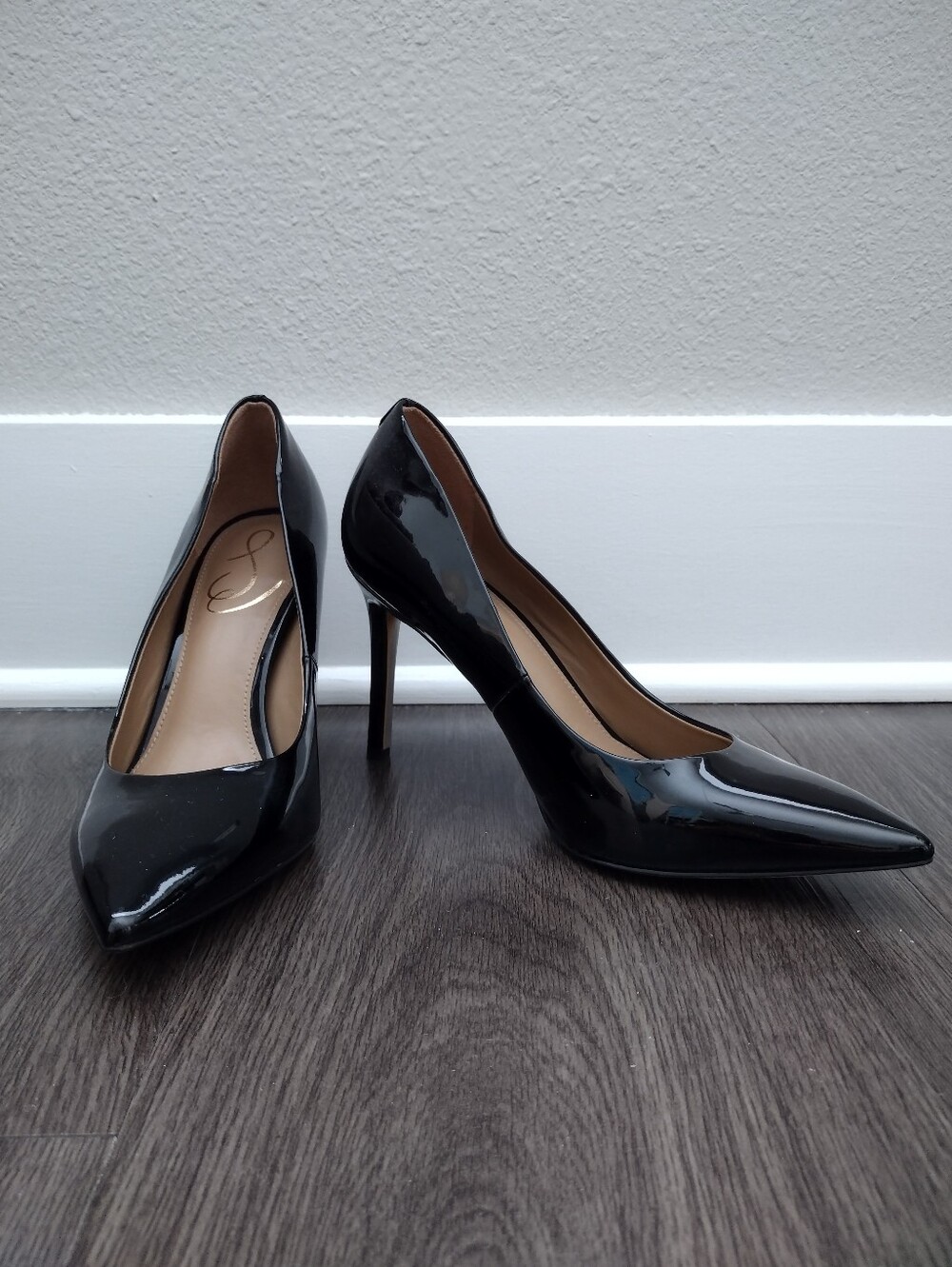 Sam Edelman Black Patent Hazel Pointed Toe Pump Heels Women's size 6½ W EUC